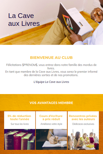 Email automatique - Bienvenue